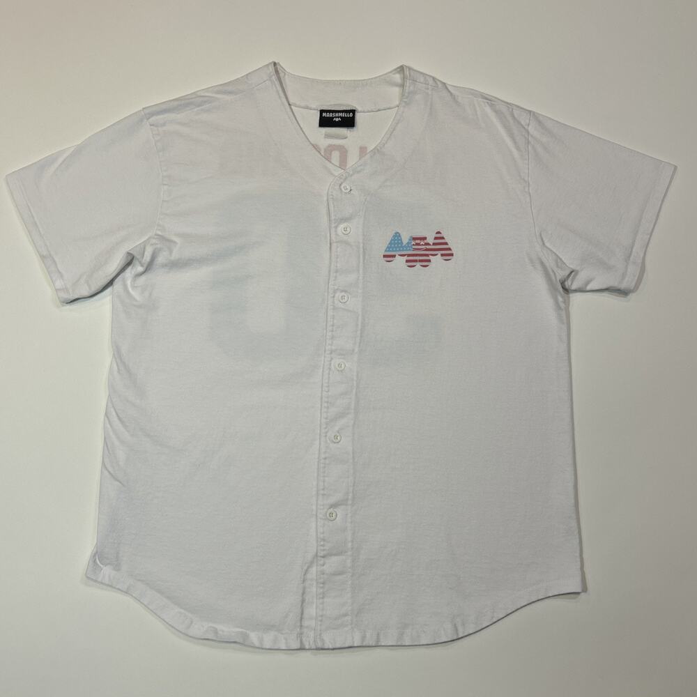 Marshmello Baseball Jersey Mens Size XL White EDM Music Electronica Mellogang